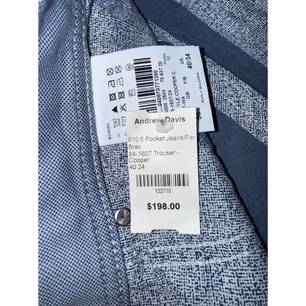 NWT New Brax Feel Good Cooper Fancy Regular Fit Tritone Cotton Blue Pants 40X34 - Picture 5 of 15